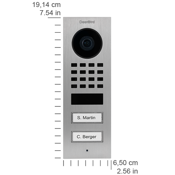DoorBird IP Intercom Video Door Station D1102V, Surface Mount, 2 Button, Stainless Steel Metallic Finish