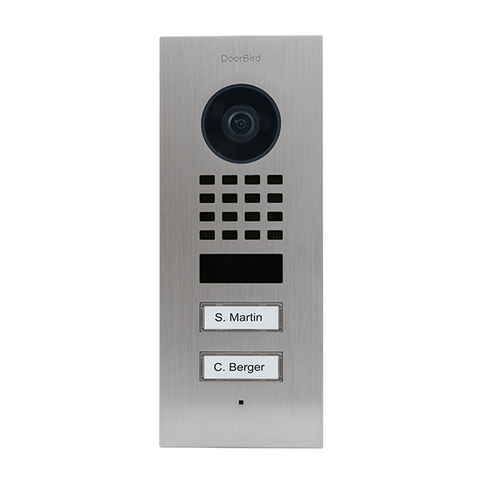 DoorBird IP Intercom Video Door Station D1102V, Flush Mount 2 Button, Stainless Steel Metallic Finish